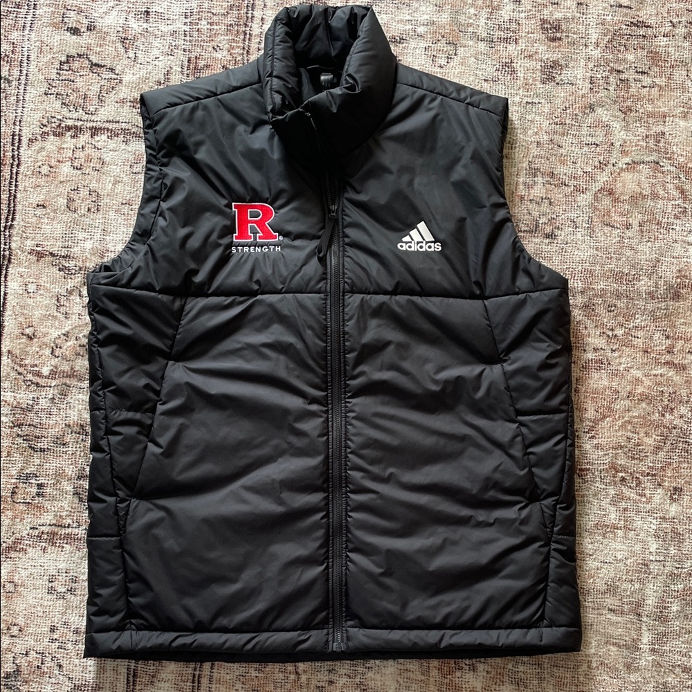Adidas Men's Black Quilted Vest - Rutgers Strength